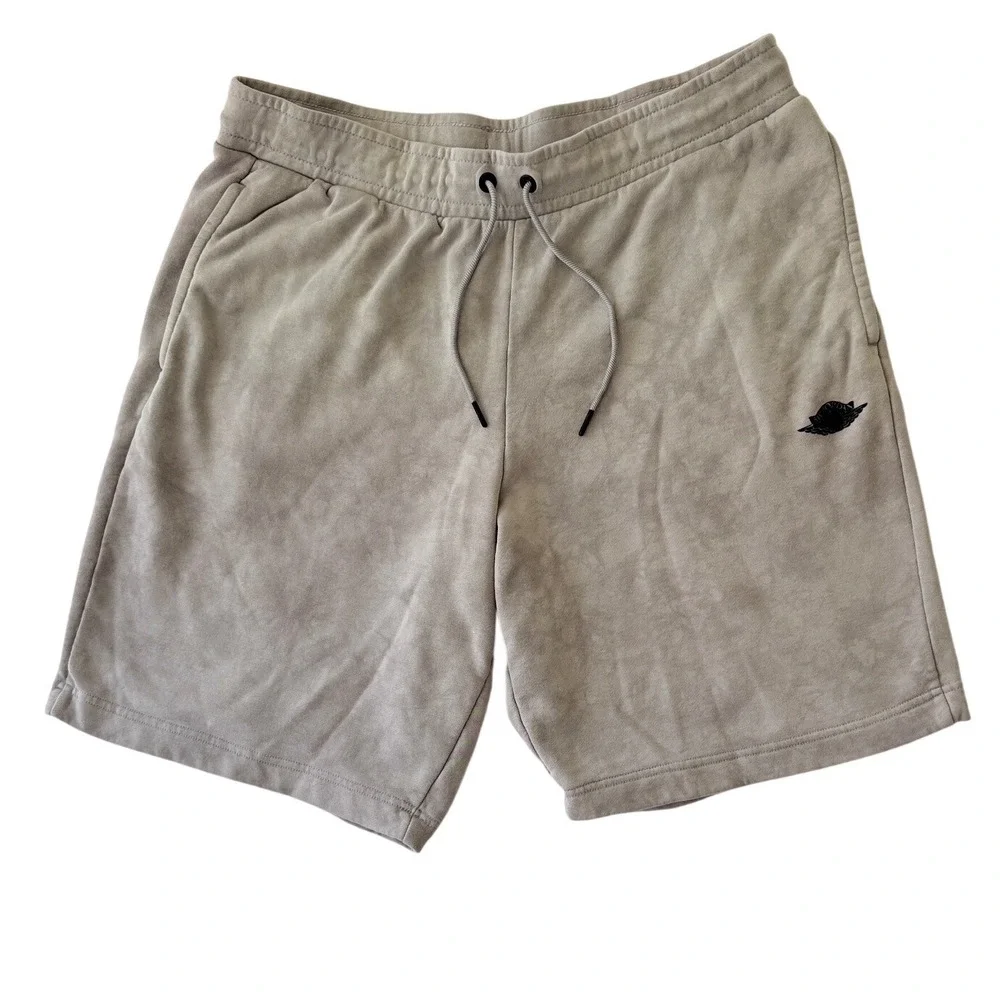 Air Jordan Mens XXL Grey Acid Wash Fleece Shorts Wings Logo Streetwear Vtg Rare‎